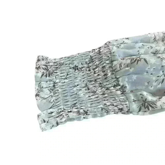 Storia Blue Floral Print‎ Smocked Mini Elastic Dress Size Small - Picture 7 of 9